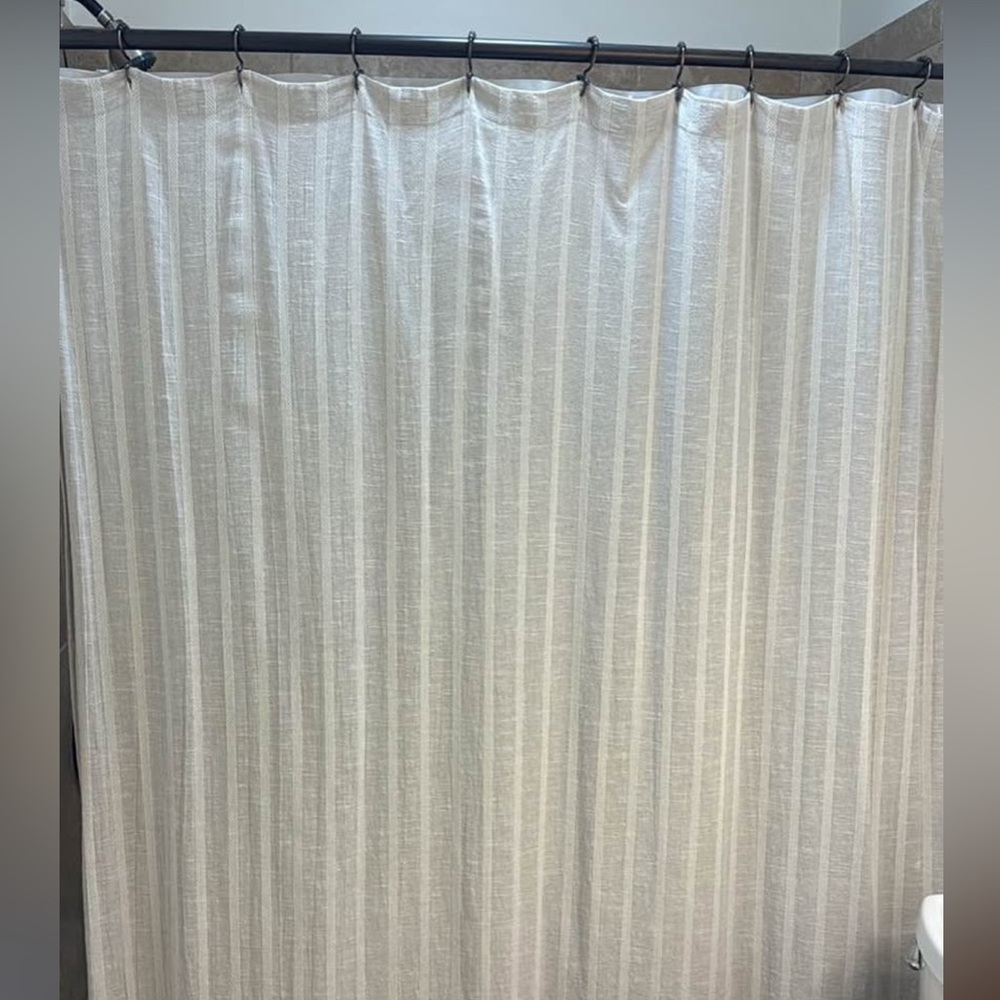 Neutral Cream Striped Shower Curtain